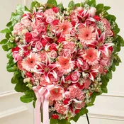 Pink Mixed Flower Heart
