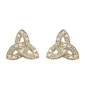14kt Gold Lab Grown Diamond Celtic Trinity Knot Stud Earrings