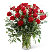 Red Roses with Eucalyptus Foliage (24)