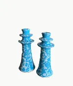Handmade Moroccan Ceramic Candle Holders in Aqua