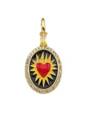 18K GF RED AND BLACK OVAL SACRED HEART CHARM