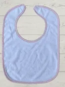 Bib, White Cotton Terry Velcro Back, Large Toddler Bib. Custom Monogram.
