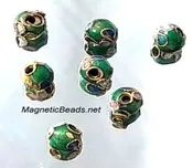 Cloisonne Accent Beads Emerald Green  CLB-6-EG
