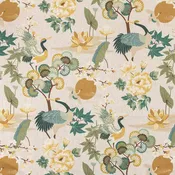 Charlotte Garden Floral Upholstery Fabric - 54" Nature-Inspired Print with Lotus and Peony Accents