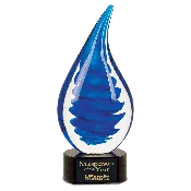 10 1/4" Blue Twist Raindrop Art Glass