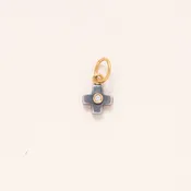 24K Gold Pendant with Diamond & Silver - Cross