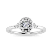 0.38 CT Oval Cut Diamond Halo Engagement Ring in 14K White Gold