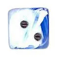 12mm Round Corner Mini Swirl Opaque Dice - Light Blue With Black Dots