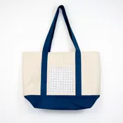 Large Canvas Tote Bag with Insert Self Finishing- Navy Trim