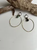2 Circle Silver & Gold Earrings in African Turq