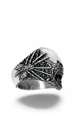 Alien Skull Ring with Moths Detail — 316L Stainless Steel | Unisex