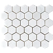 Glacier Textured Hexagon 2 Marble Mosaics 10 3/8x12