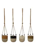Matte/Glaze Hanging Stoneware Planter with Beads