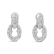 14kt White Gold Door Knocker Diamond  Earrings
