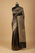 Black Pure Banarasi Brocade Silk Saree with Antique Gold Zari