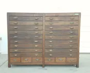 24 Drawer Antique Wood Printer's Cabinet