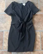 Black Everly Dress Size Small Cocktail Polyester Tie Front Casual Short Sleeve