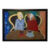 Whimsical Painting “Women With Coffee” 1997