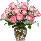 A DAZZLING DOZEN BI-COLORED ROSES
