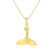0.01 ct. Diamond 14K Yellow Gold Whale Tail Pendant