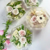 Resin Hexagon Floral Keepsake