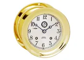 4 1/2" Ship's Bell Clock in Brass - Marines Black & White Emblem