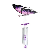 Large WindyWings Butterfly Wind Chime in Purple, 11 by 24 Inches