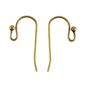 Antique Brass Earwires - 20mm with 2mm Ball - 8 Pairs