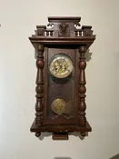 Antique Belgian Walnut Clock - Flower Motif #317