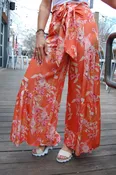 Alexis Floral Ruffle Pants in Tangerine