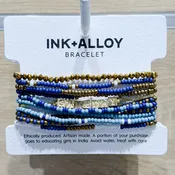Game Day 11-Strand Bracelet Set Blue + Gold