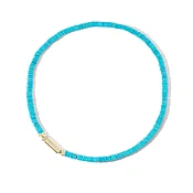 TURQUOISE NECKLACE WITH BAGUETTE DIAMOND VIAL CLASP IN 18K YELLOW GOLD