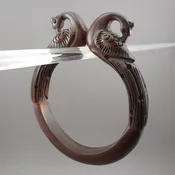 Antique or Vintage Hand Carved Wood Peacock Bird Bangle Bracelet Handmade Ethnic Animal Figural Jewelry