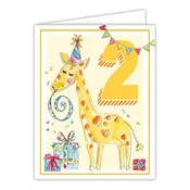 Handpainted Second Birthday Giraffe Greeting Card