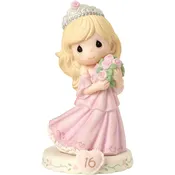 16 Age Sixteen Blonde - Girl In Tiara With Bouquet Of Flowers