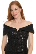 Alanza Off-Shoulder Sequin Top
