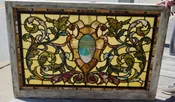 Amazing Antique leaded stained glass window with great design.