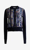 Cardigan In Merino Knit & Bridle Print