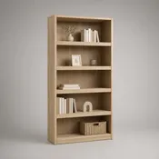 Bibliothèque à 5 niveaux en panneaux de particules, chêne clair, 80 × 30 × 180 cm