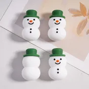 3D Adhesive Mould Jolly White Snowman with Green Christmas Hat Silicone Focal Beads