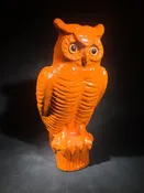 Lot 003 - Vintage Papier-Mache / Paper Pulp Halloween Owl Figure with Glass Eyes, Repainted, 14-1/2" H