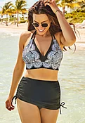 Avenger Halter Bikini Set with Ruched Side Tie Skirt