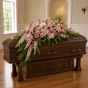 Blush Cascade Casket Tribute