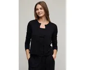 Barefoot Dreams Pointelle Rib Cardigan with Scallop Trim Black