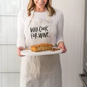Apron - Will Cook for Wine - Natural - Cotton Linen Blend