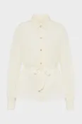 Tie-waist silk cotton shirt