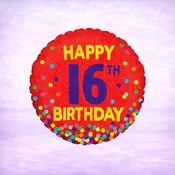 16th Birthday Confetti Holographic Mylar Balloon 18"