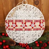 10.5Inch White Red Snowflake Disc Ornament