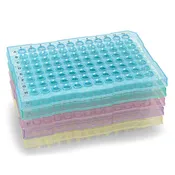 0.2mL 96-Well PCR Plate, Half Skirt (ABI-style), Flat top, Assorted Colors (Blue, Red, Green, Yellow and Violet)