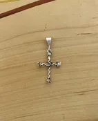 Barbed Wire Cross Pendant in Sterling - Mini